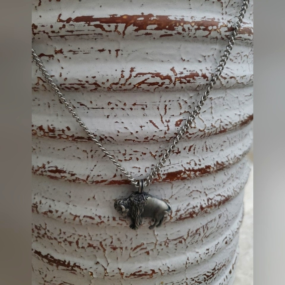Oh BUFFALO! 🇨🇦 Silver/Pewter?Charm on a really nice chain